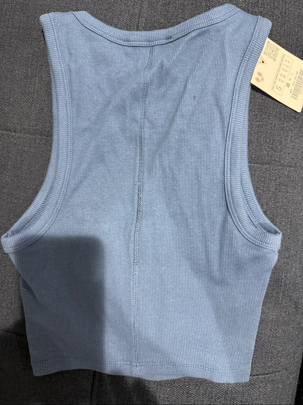 Zara Ribbed Crop Tank Top - Blue - Picture 4 of 4